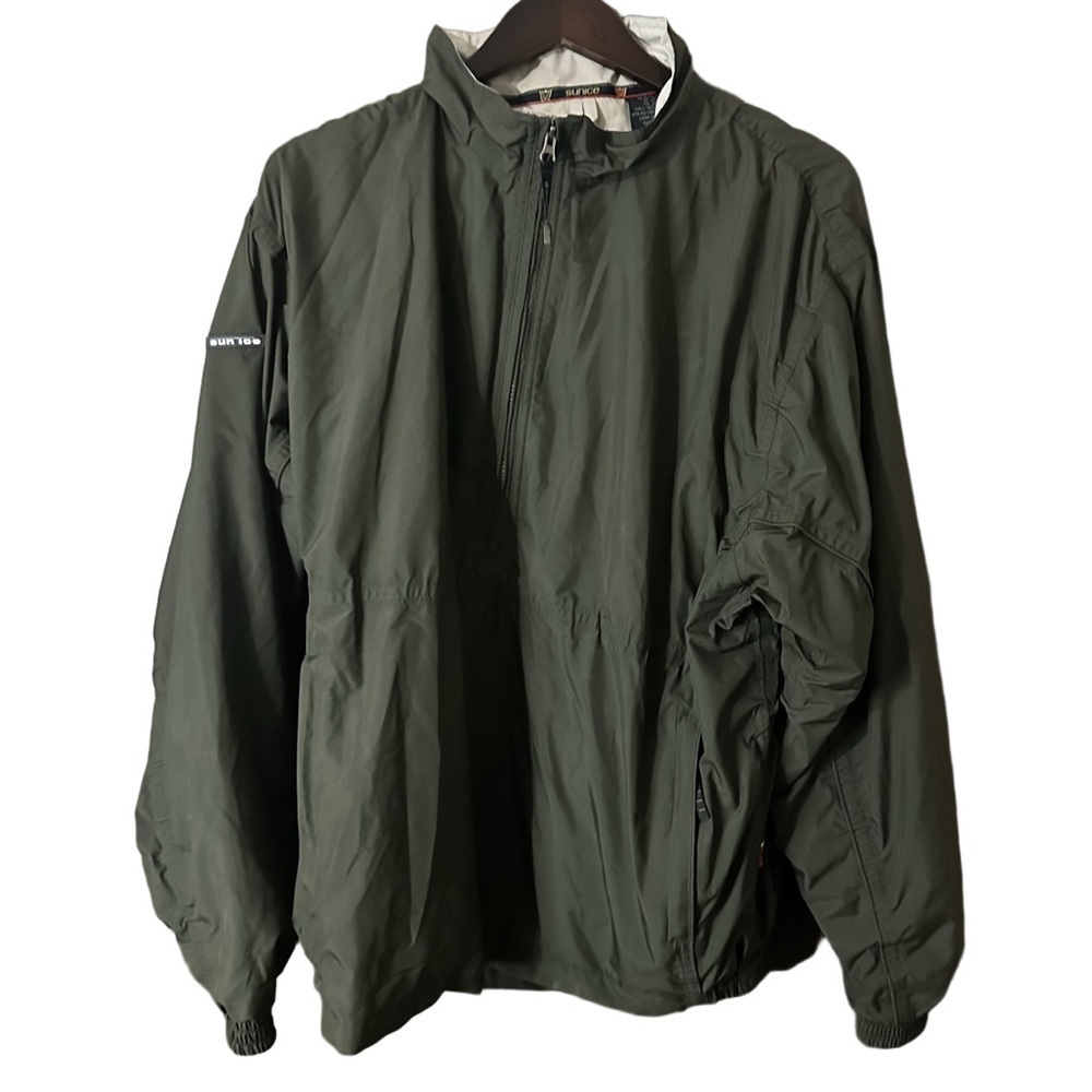 Vintage Sunice Men's Dark Green 1/2 Zip Windbreaker Jacket Sz XL Preppy Sporty